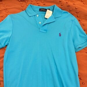 Polo by Ralph Lauren Men's Bright Turquoise Polo with Purple Pony NEW